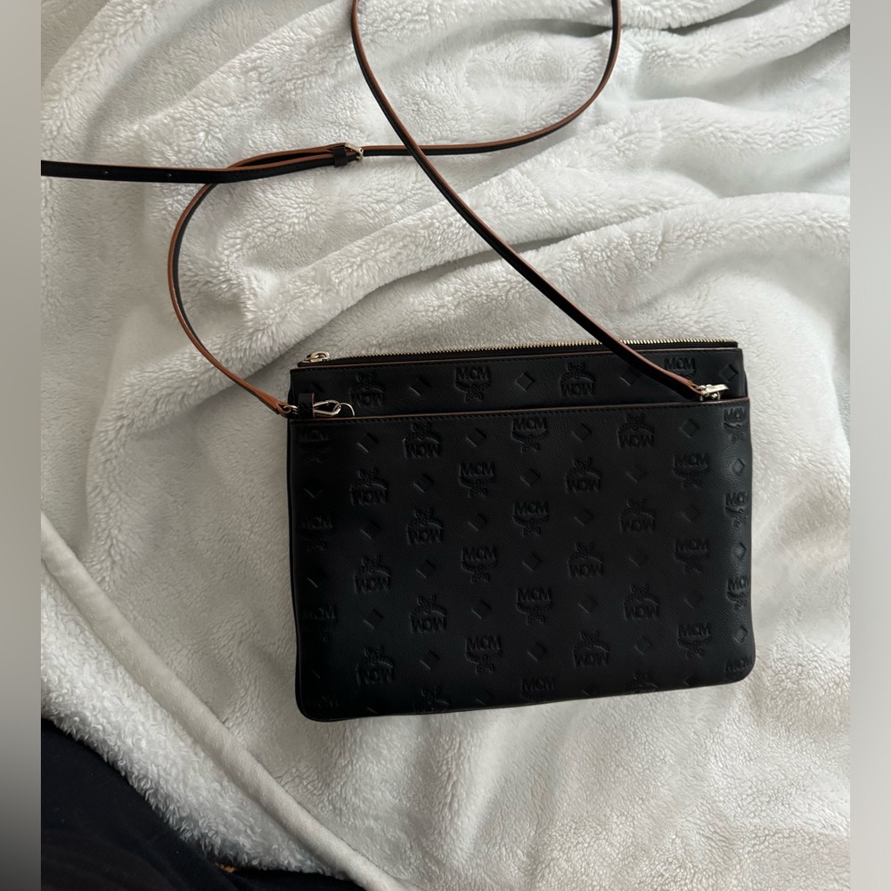 MCM AREN CROSSBODY POUCH IN MONOGRAM LEATHER, Originally 530.00. Used Exct CND!